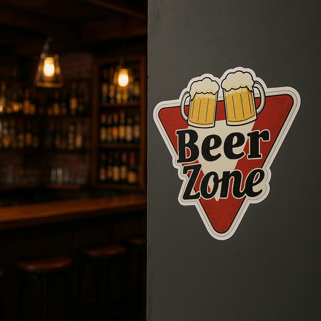 Adesivo da parete con scritta "Beer Zone", divertente adesivo da parete per casa, bar, cucina, grotte degli uomini, garage o feste, in vinile impermeabile, 310 x 330 mm