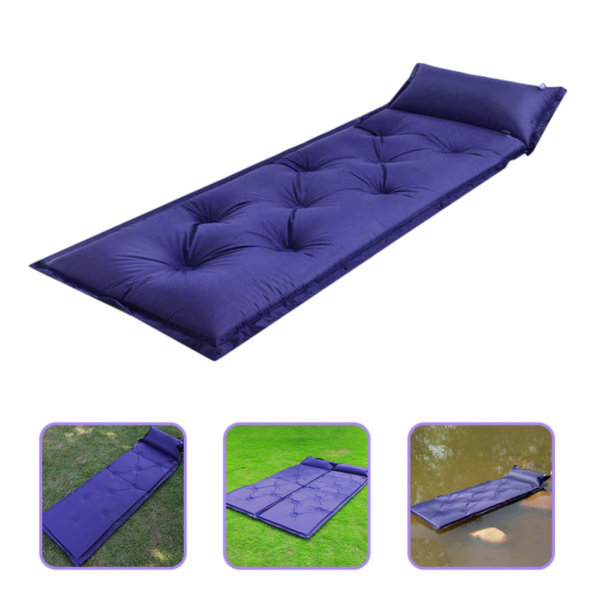 Colchón de Camping Autoinflable Azul Material Confiable y Diseño Compacto para Acampada, Playa y Actividades al Aire Libre