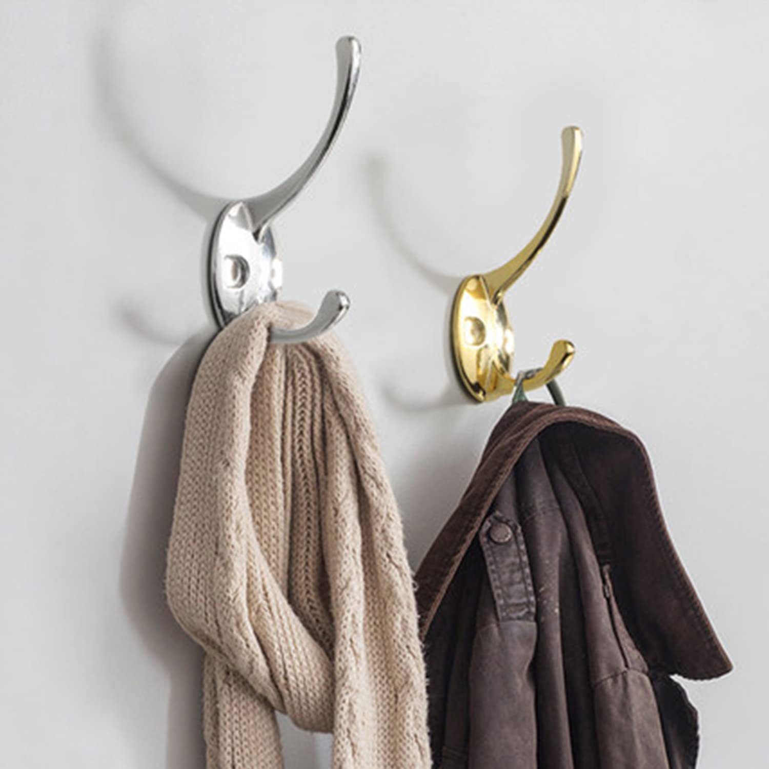 MroMax Lot De 2 Crochets Muraux à 7 Crochets Pour Serviette, Chapeau, Manteau, Vêtements - Argenté