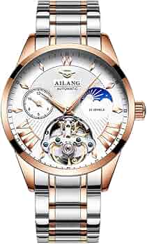 DRESSTERIOR サン&ムーン フェイス 白文字盤 腕時計 ゴールド Amazon | AILANG 8607G メンズ 機械式腕時計 GMT ムーンフェイズ