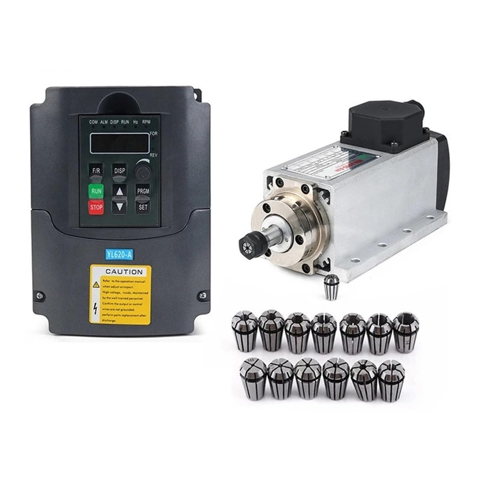 CNC 1.5KW Air Cooled Spindle Kit 1500W Square Cooling Motor VFD Inverter 13pcs/Set ER11 Highly Optimized