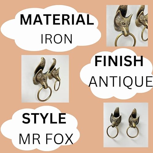 Miniatura 4 de Mr Fox. Animales del bosque con anillo de tracción en latón antiguo cajón tirador de animal