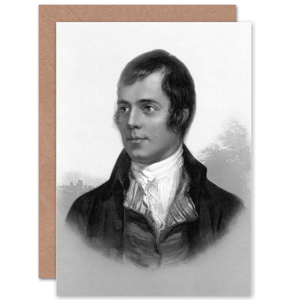 Wee Blue Coo Blue Wee Coo Portrait Of Robert Burns Ayr Scotland Old Bw Photo Blank Greetings Card