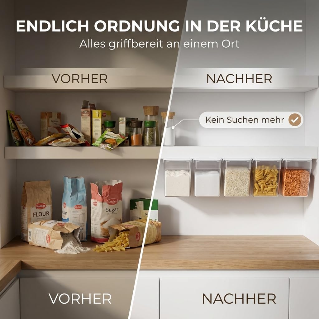 Sonja PLASTIC 10x Küchenschütten Set mit Deckel - Vorratsbehälter | raktisches Vorratsbehälter Set für Mehl, Zucker & Nudeln – Stapelbar, hygienisch & leicht zu reinigen