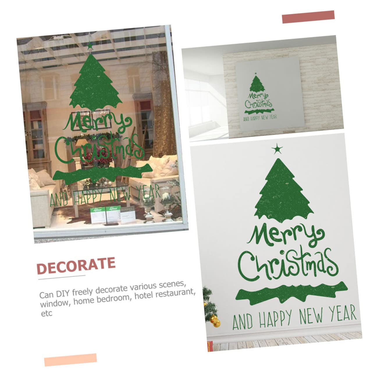 Cabilock 4 Sätze Weihnachtsbaum Wandaufkleber Weihnachtsfeier Ornamente Weihnachtsbeleuchtung Weihnachtsfensteraufkleber Weihnachtsbaum Fensteraufkleber 2 Blatt * 4