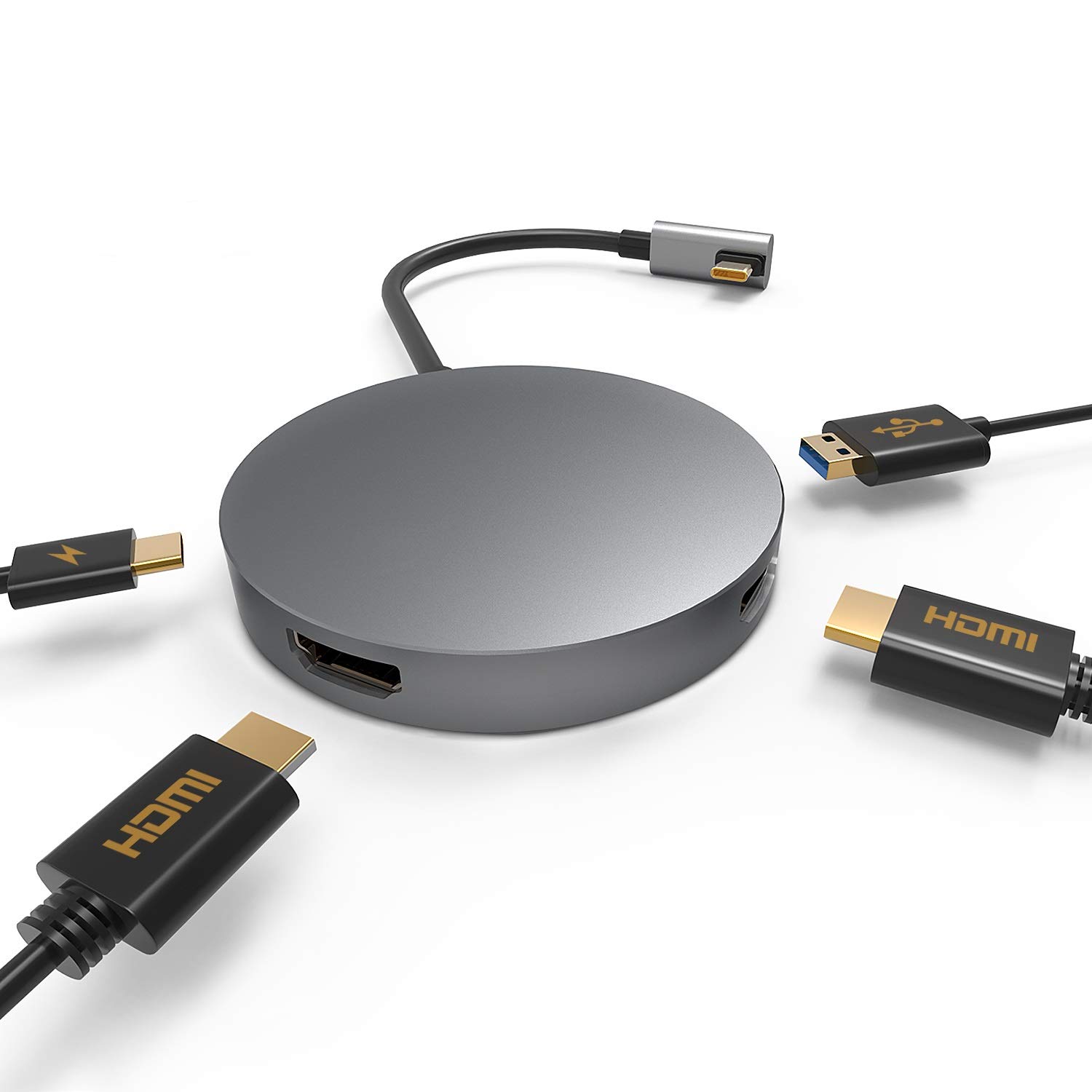 USB C Hub, NewBEP Type C Adapter 4 in 1 with Dual HDMI Ports, USB 3.0 Ports, 65W PD Charging Ports for MacBook Pro/Air/iPad Pro