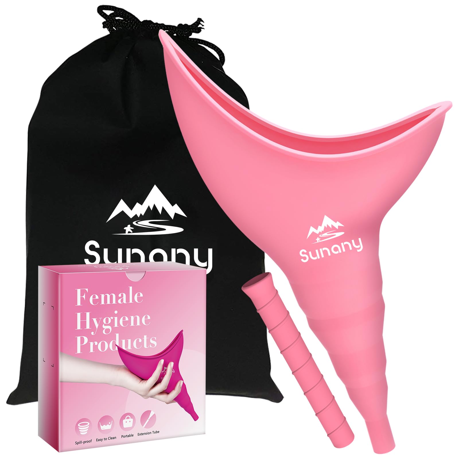 Female Urination Device, Reusable Female Urinal Silicone Women Pee Funnel Allows Women to Pee Standing Up, Portable Womens Urinal is The Perfect Companion for Camping,Outdoor,Travel（Pink）