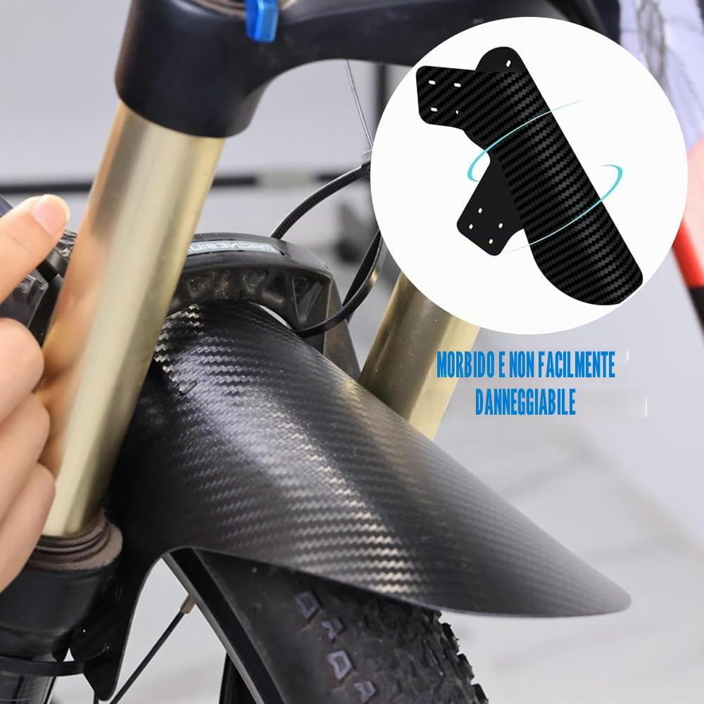 4 Pezzi Parafango MTB,Parafango Bici in Fibra di Carbonio, Mud Guard con 20 Fascette Cavi, Parafanghi Anteriori e Posteriori Universali per Mountain Bike, per Ciclismo/Corsa/Mountain Bike