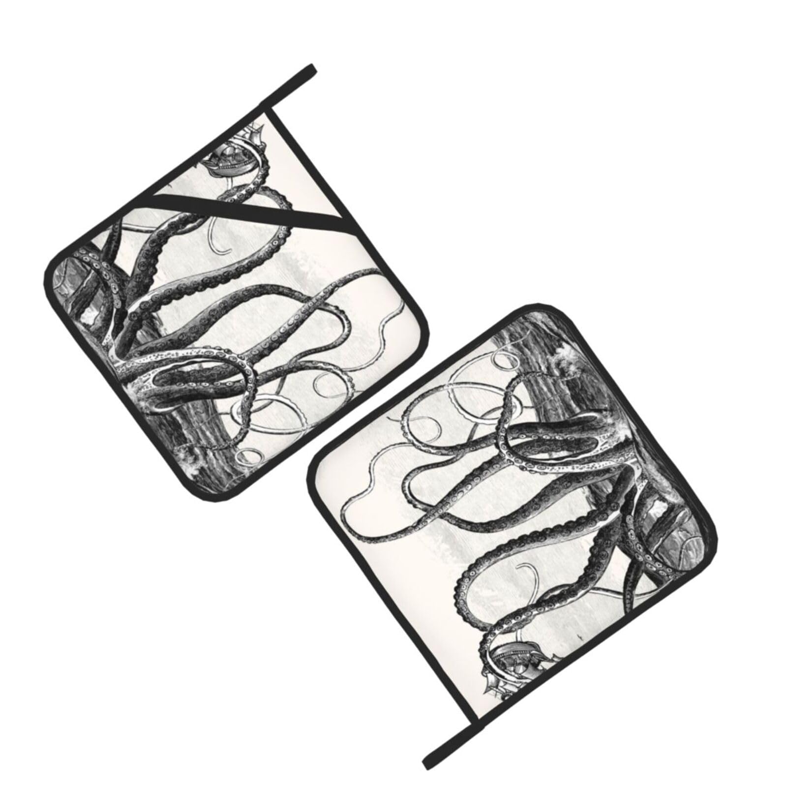 Nautical Octopus Printed Oven Pot Holders Set of 2 Pcs Heat Resistant Kitchen Microwave Potholders for Cooking Baking Grilling