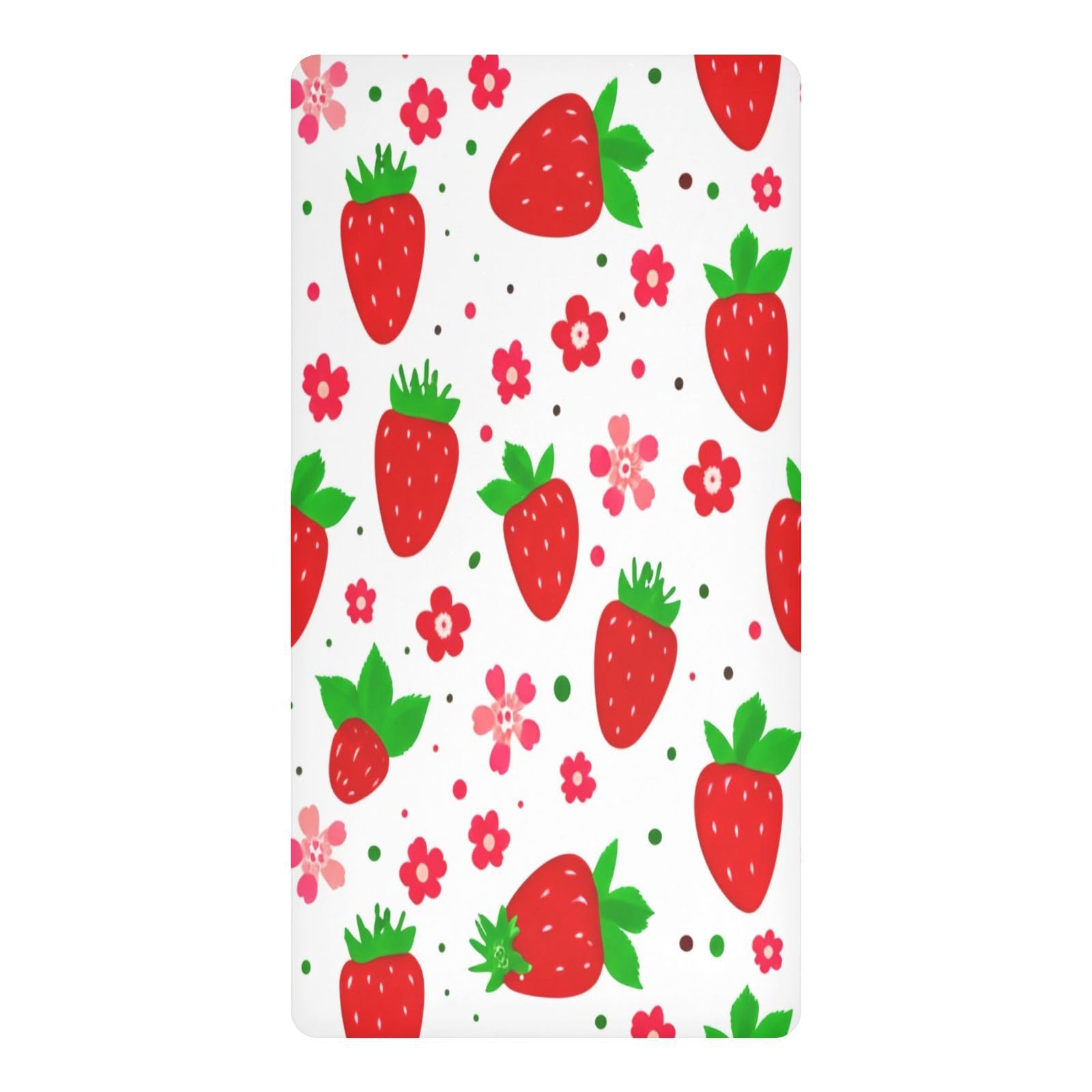 JiangGgen Flowers and Strawberries Baby Crib Sheet Soft Breathable for Standard Crib-M