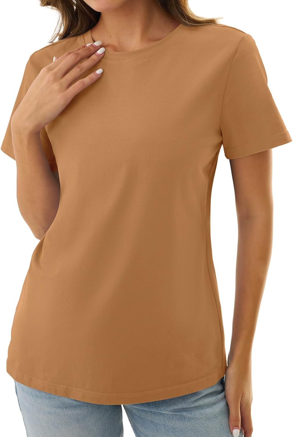 Womens Short Sleeve Cotton Shirts Crewneck Summer Tops Casual Cute Basic Tee Tshirt Spring Clothes Outfits Trendy - Image 2