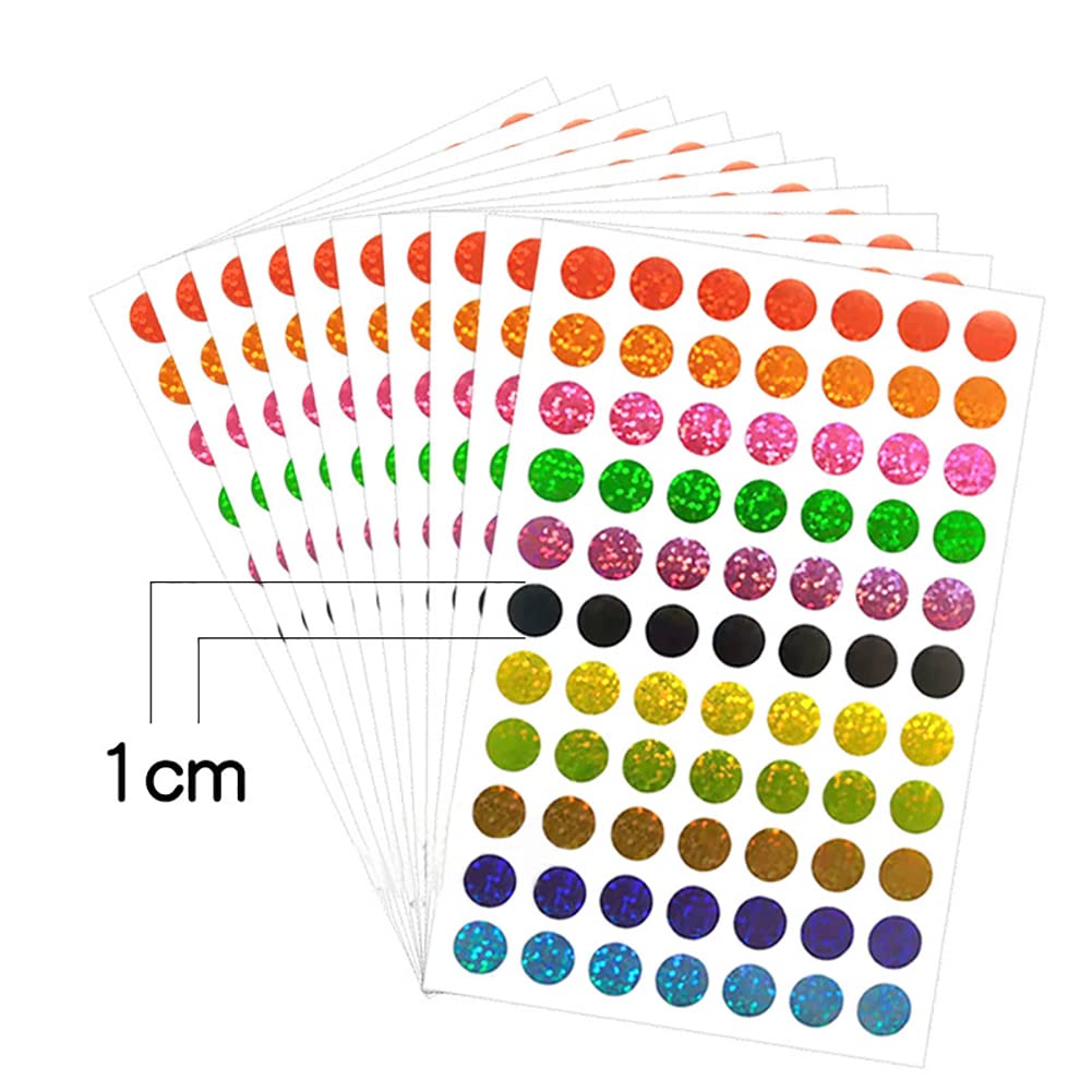 JIHUOO 3080 Pcs Sparkle Round Dot Stickers Shiny Circle Dot Labels Holographic Color Coding Labels for Behavior Chart Classroom 1CM - Image 2