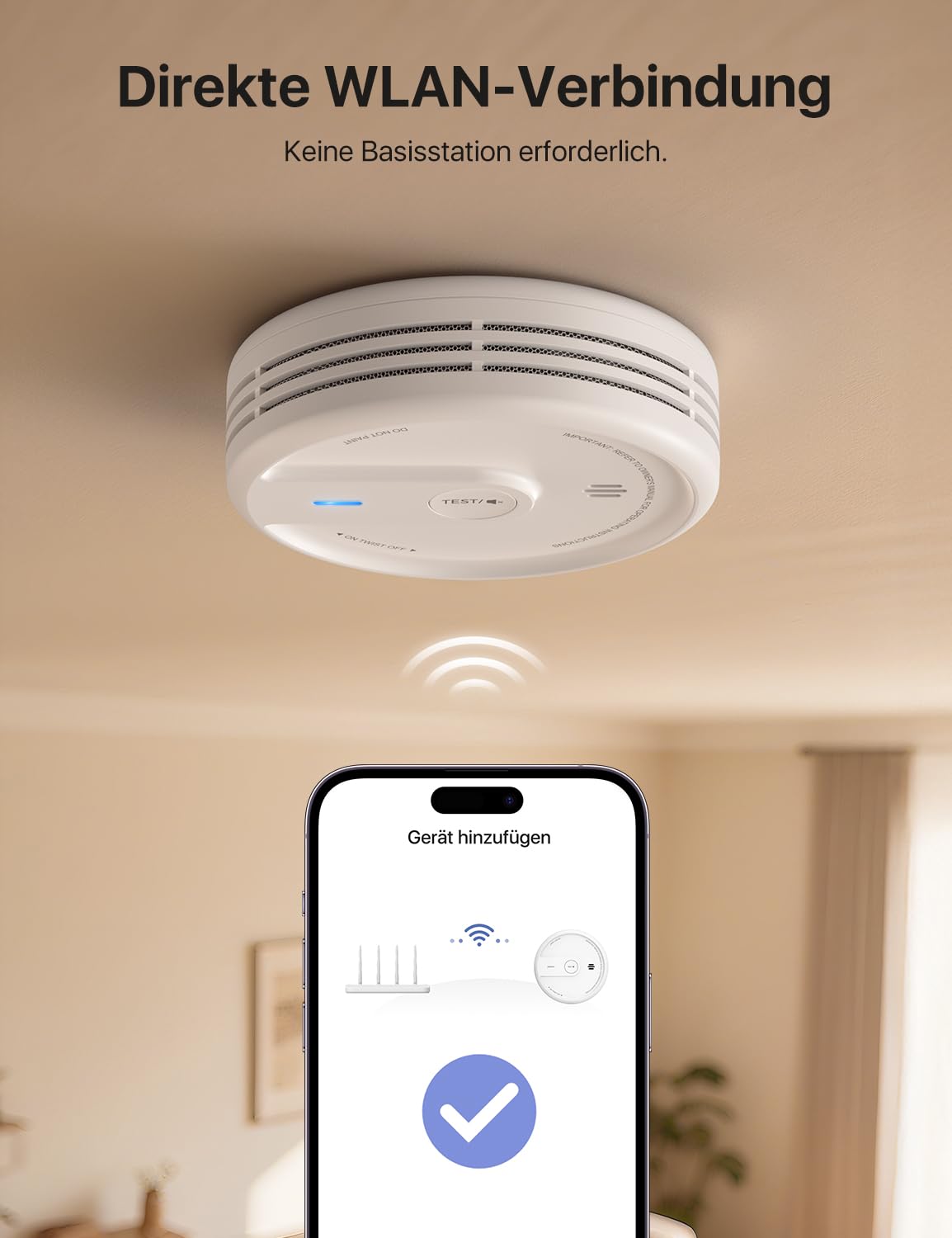 X-Sense Smart WLAN-Rauchmelder, Zertifiziert nach EN 14604, Nachtmodus, 10 Jahre Produktlebensdauer, austauschbare Batterie, App-Funktion, XS0E-iR, 1 Stück