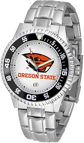 Vista 11 de SunTime Reloj de cuarzo de 1.575 in para hombre, correa de acero inoxidable de 0.787 in, esfera Gameday