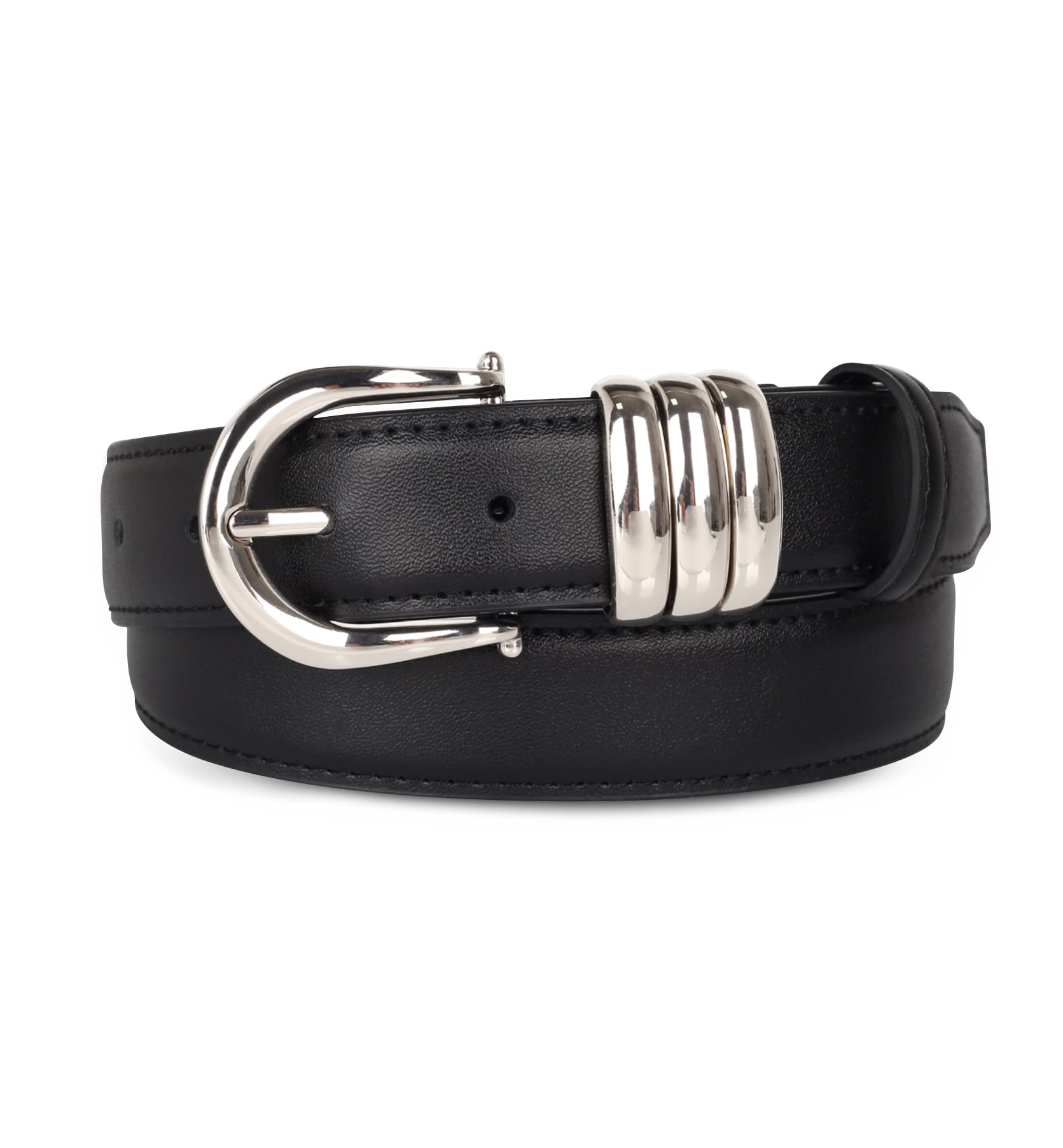 Women's Leather Belt with Buckle - Ideal for Dresses, Jeans, and Coats