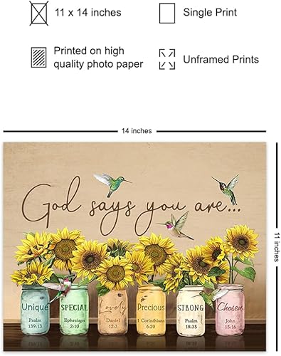 Miniatura 2 de Christian affirmation Wall Art LARGE 11x14 - Inspirational Bible Verse - Religious Decor for Women - positive Quote Scripture Wall Decor - Catholic