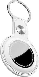 KeyBudz AirTag - Llavero de Piel para Apple AirTags con Llavero, Color Blanco