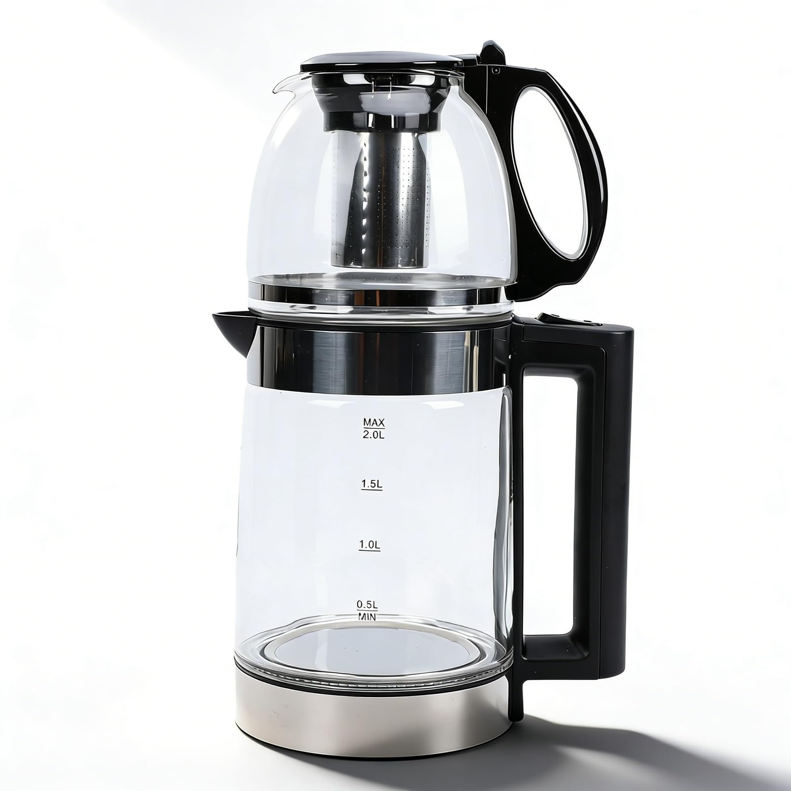 Dpofirs Hervidor Eléctrico con Infusor de té, Hervidor de té Turco, Tetera Eléctrica de Doble Olla, Ebullición Rápida (EU)