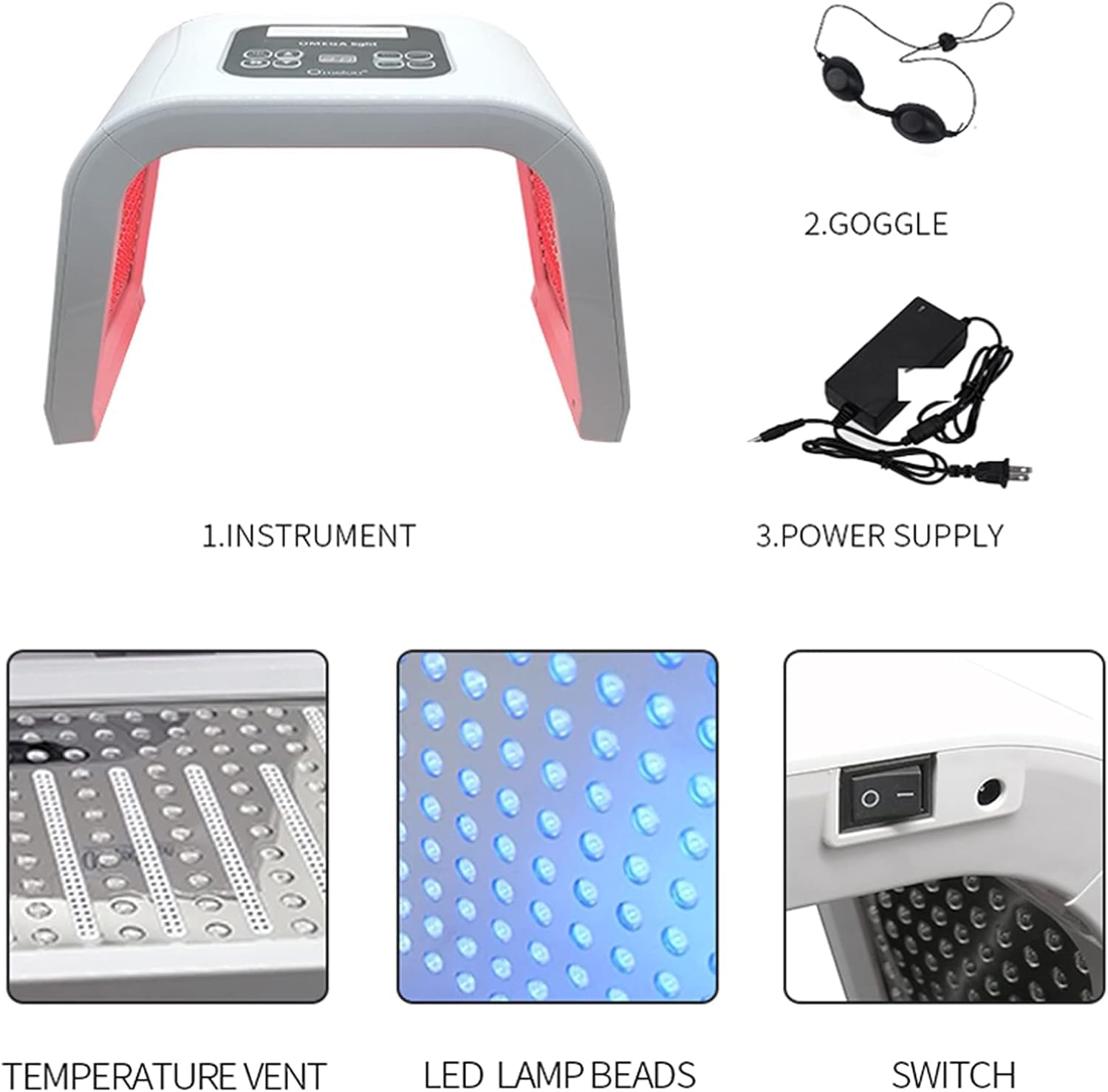 Elitzia ETD243 Gesichtsmaske mit 7 Farben, tragbar, Phototherapie, Gesichtspflege, für Zuhause, Salon, Gesichtspflege, Reparaturen, Hauthilfe, absorbiert und wiederherstellt junge Haut, Spa PDT-Gerät