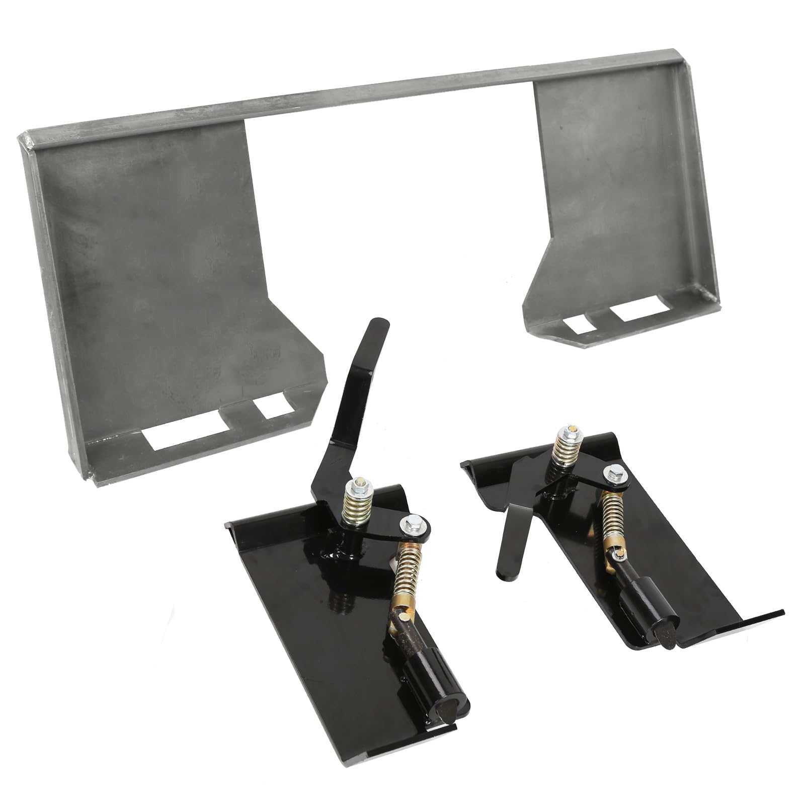 Kojem 3/8" Quick Tach Attachment Mount Plate Skid Steer Adapter Bobcat Thick Steel & Skid Steer Conversion Adapter Bobtach Latch Box Plate Weld On QTK Universal