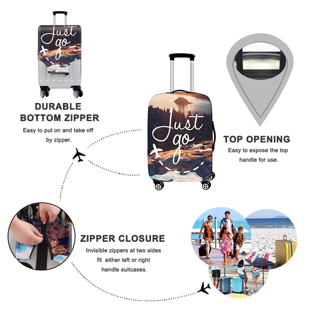 Kofferschutzhülle Elastisch Kofferhülle 18-32 Zoll, Mateju Strand-Szenerie Gepäck Cover Reisekoffer Hülle Trolley Case Schutzhülle Luggage Cover Waschbare Staubdichte Kofferbezug (XL,Berggipfel)