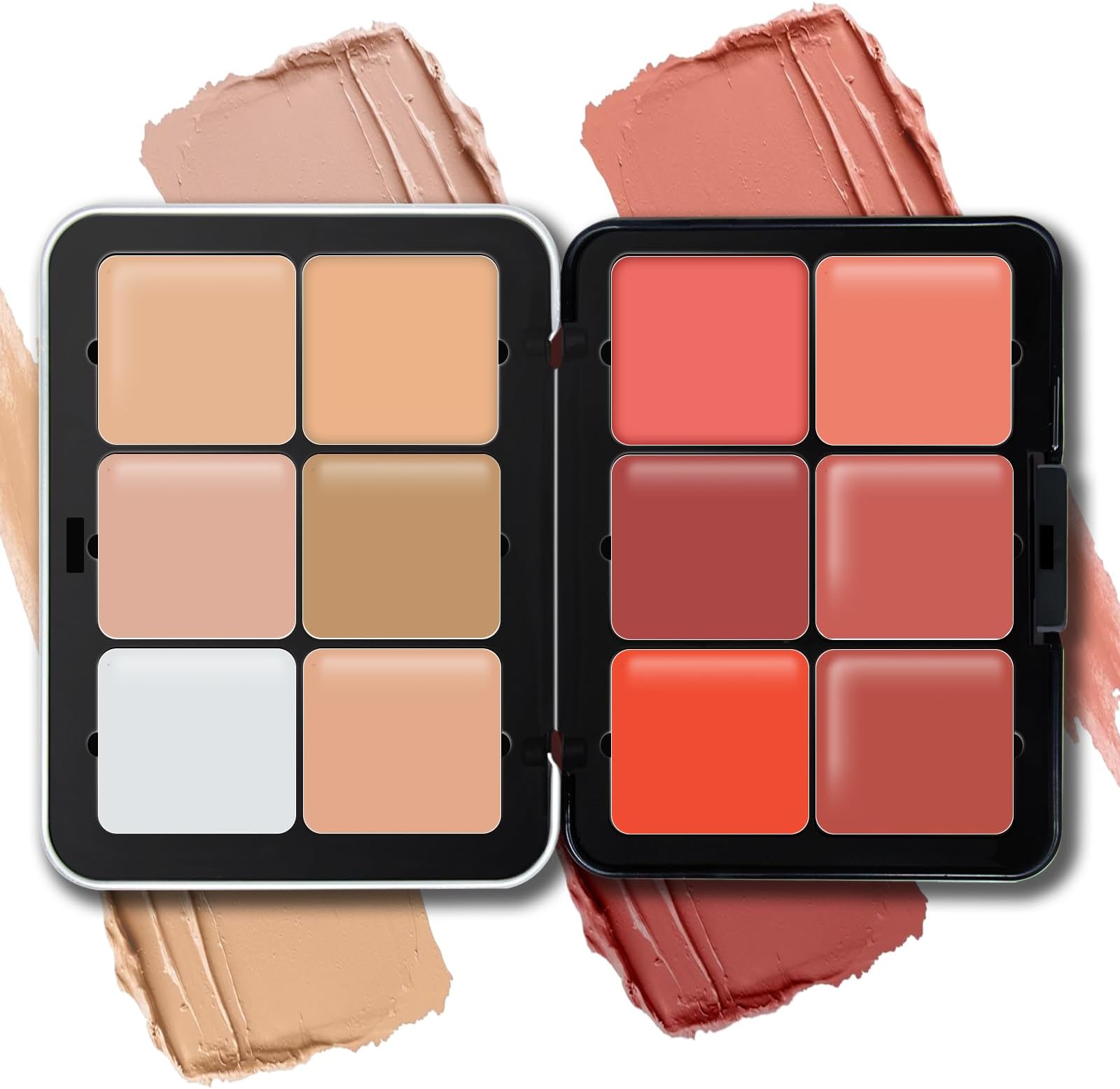12 Colors Cream Blush Palette, Color Correcting Concealer Foundation Palette, Long Wearing Smudge Proof Blendable Matte Finish Blush Powder Highlighter and Cream Contour Palette Makeup (01)