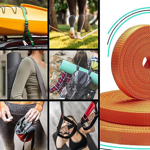 Image of TECEUM 3 /4 inch & 5 /8 inch & 1 inch & 1.5 inch & 2 inch Webbing - 10 25 50 Yards - 40+ Colors - Heavy Duty 1 Inch 1.5 Inch 2 Inch Backpack Straps - Webbing for Outdoors Indoors Crafting DIY