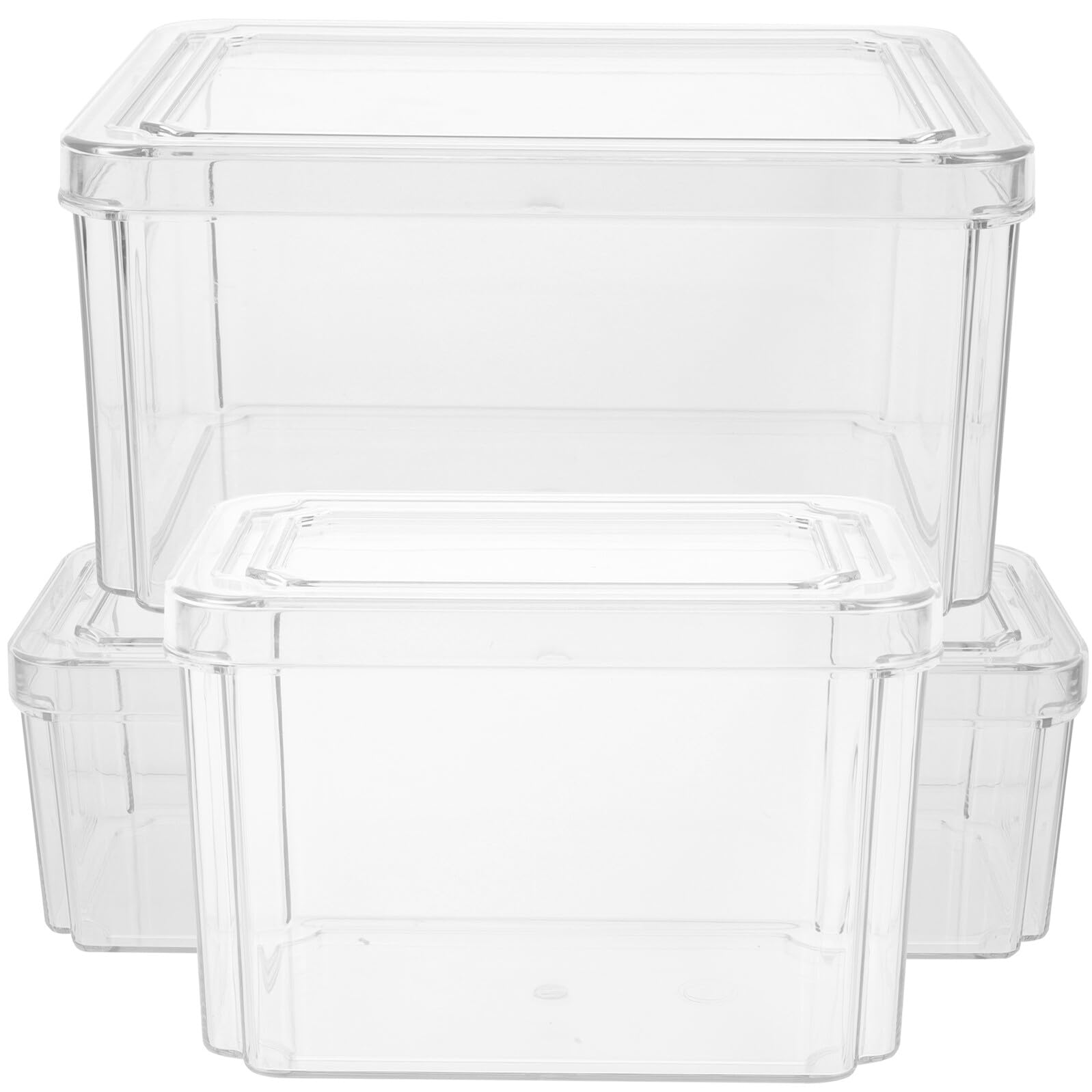 Sosoport 3piezas Cajas de Conservación Transparentes para Alimentos Frescos Organizadores de Refrigerador Apilables para Cocina Nevera y Hogar
