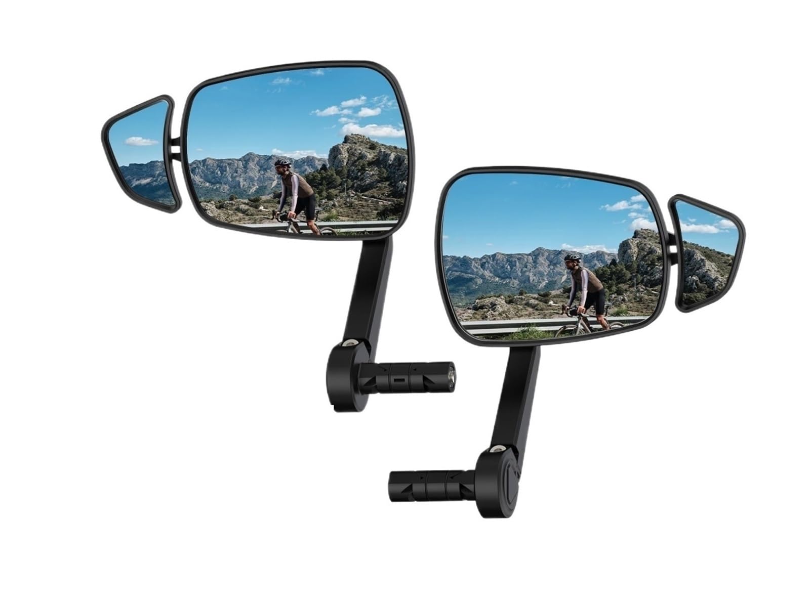 BUCKLOS Fahrrad-Rückspiegel, 360° Verstellbar, Weitwinkel, Blendfrei, Lenkerstecker, Rückspiegel, Kompatibel Mit E-Bike Small Auxiliary | Set