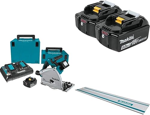 Makita XPS01PTJ 18V X2 LXT Litio-Ion 36V Sin Escobillas Inalámbrico 6-12 Pulgadas Kit de Sierra Circular 50Ah Carril guía de 39 Pulgadas y Baterías