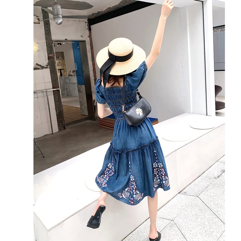 Amazon.co.jp: ZYZMH ヴィンテージ女性ロング膝丈夏デニム S-XL ドレス