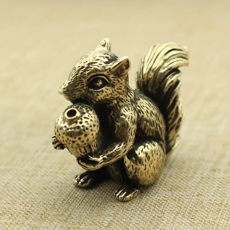 2Pcs Antique Squirrel Ornament Solid Copper Statue Figurines Brass Squirrels Nuts Tea Pet Incense Holder Desk Decoration - Image 4