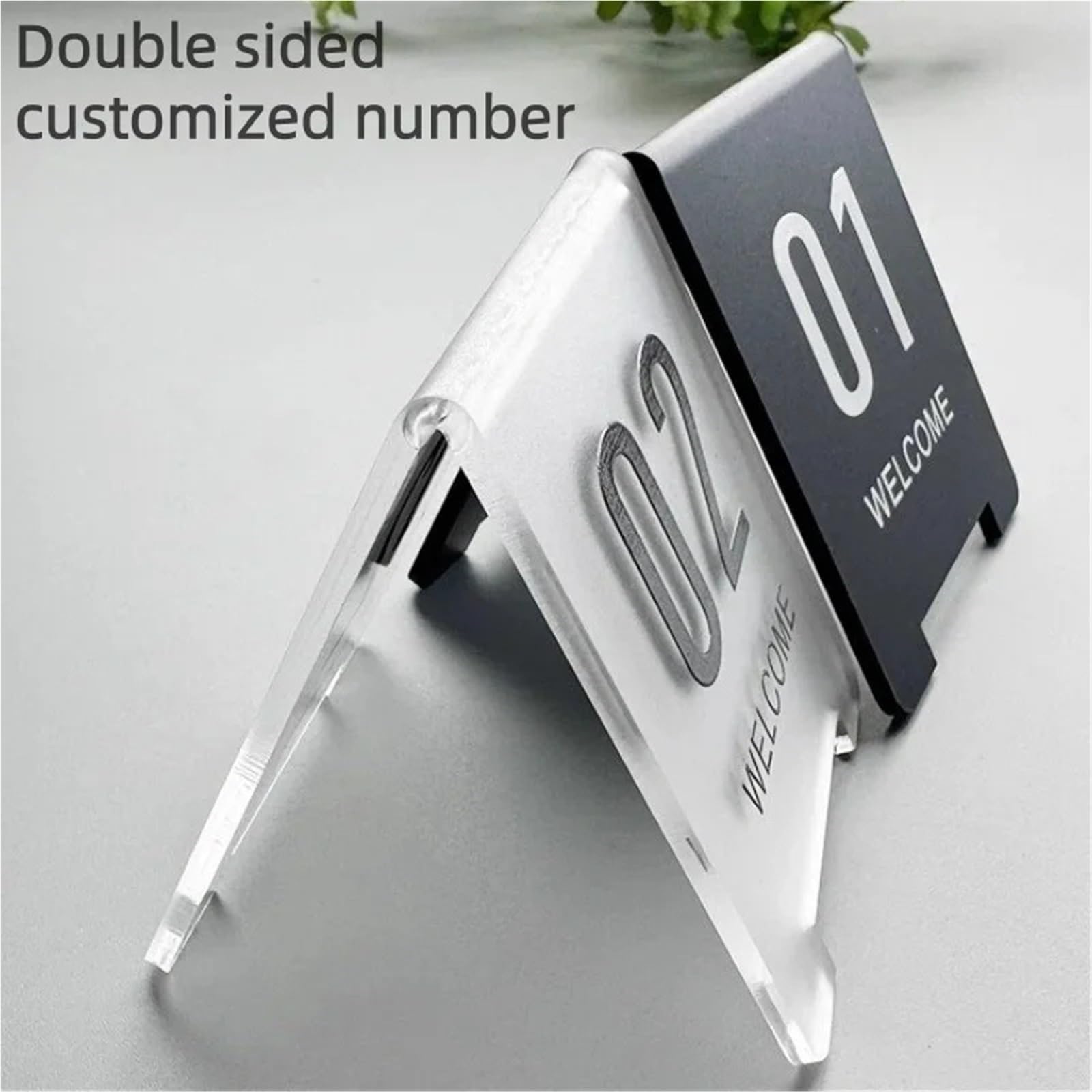10 pz Numeri di Tabella Su Misura Doppi Lati In Piedi Scrivania Segno Piatti for Ristorante Cafe Bar Indicatore Posto Riservato Carta 1-10 Per Forniture(Transparent,8x9cm)