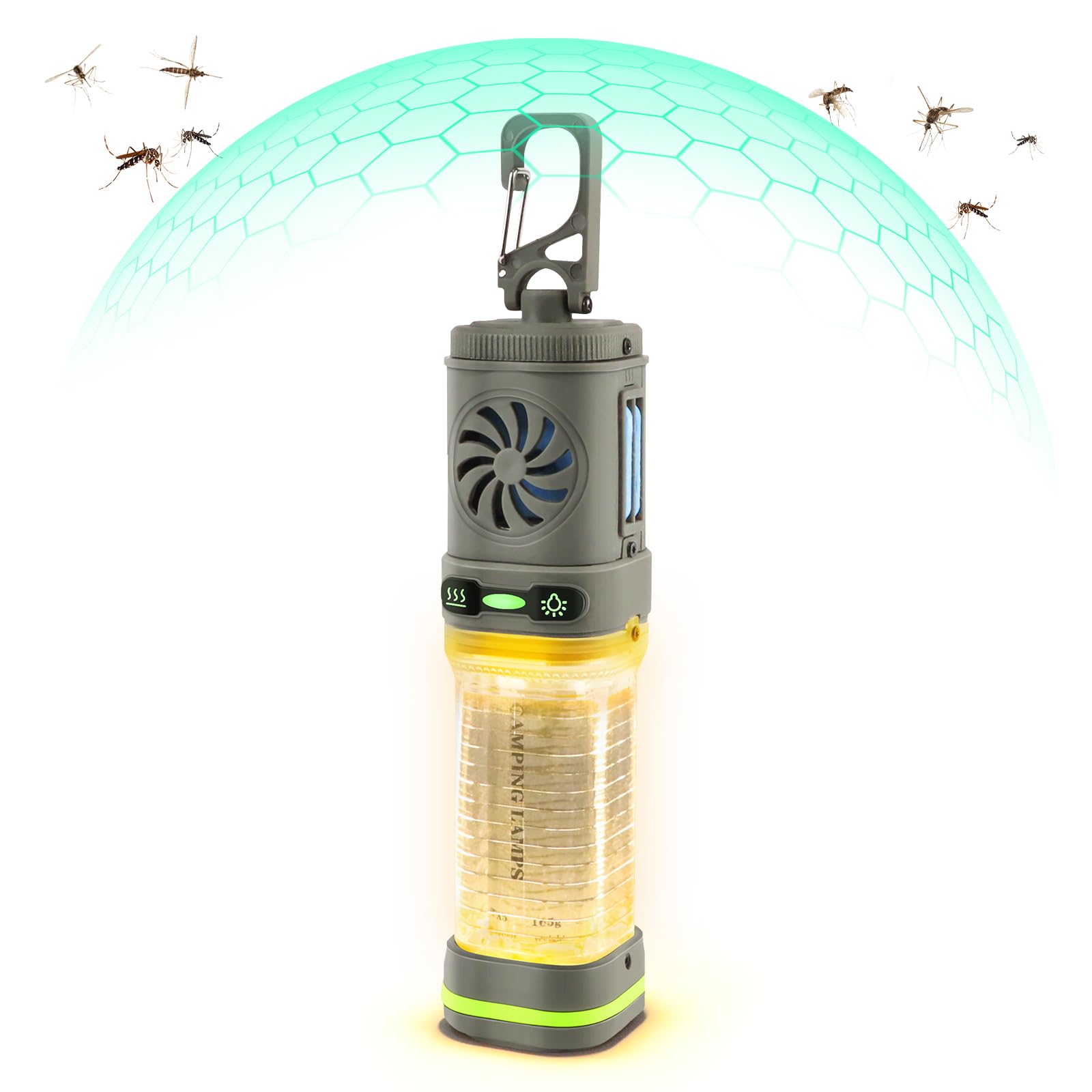 Joellfuner Elektrisches Tragbarer Mückenschutz, Mückenabwehr Camping mit 50-400 lm Campinglampe, Mückenschutzmittel mit 4800mAh Wiederaufladbarer Akku für Outdoor Patio Travel Backpacker (4800mAh)