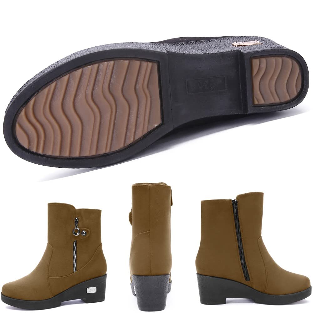 Gaatpot Stivali Inverno Donna Caldo Pelliccia Stivaletto da Neve Scarpe con Zeppa Cerniera Moda Comodi Boots 35-41