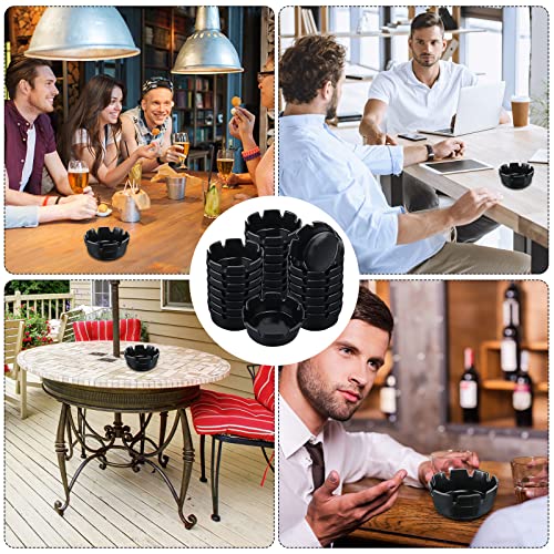 24 Pieces 4" Ashtrays Bulk Round Ashtray Melamine Ash Tray Outdoor Ashtray Home Ashtrays For Patio Outdoor Restaurant Kitchen Table Indoor Home Decoration (Black) #TOP5