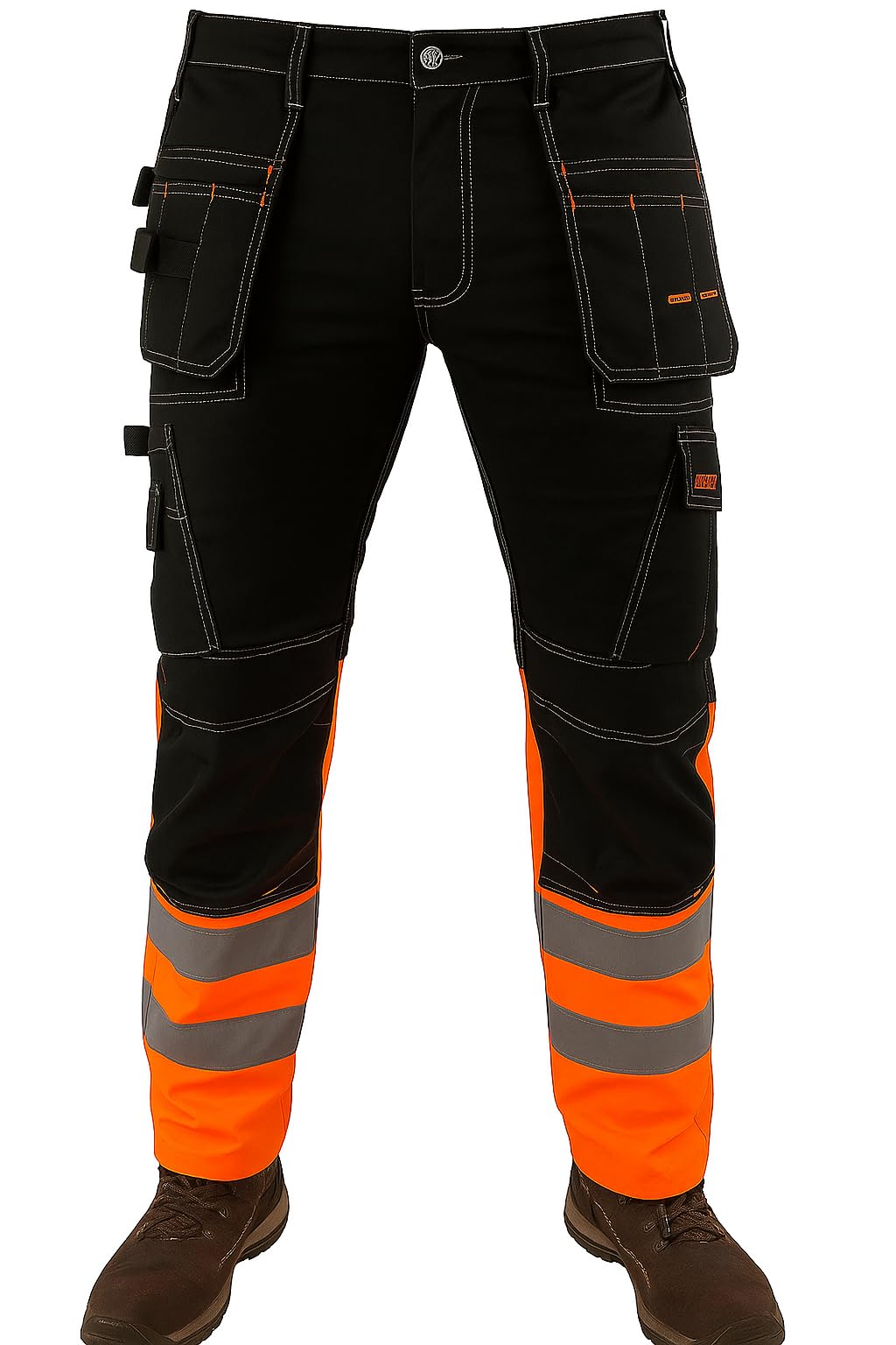 WrightFits Flash Pro - Pantalones de Trabajo para Hombre, Pantalones Cargo de Combate Resistentes, múltiples Bolsillos y Bolsillos para Rodilleras, Triple Costura