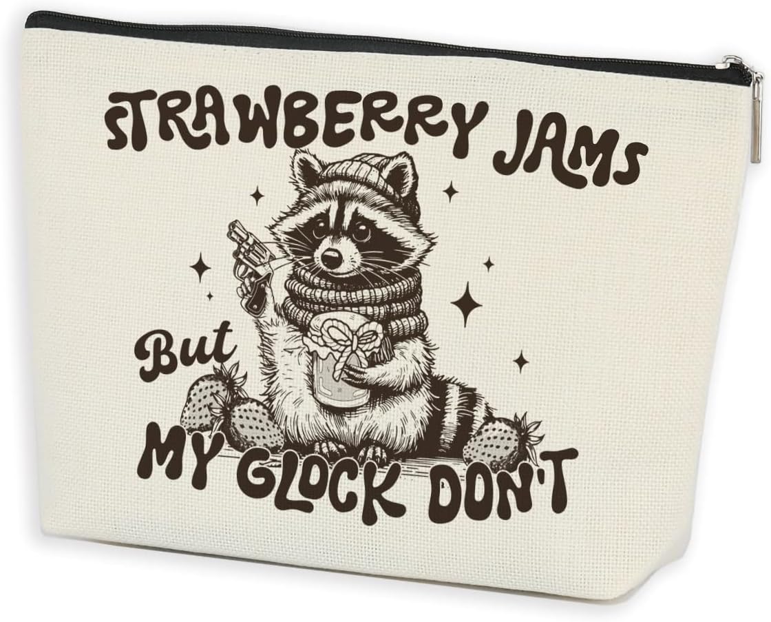 Funny Pun Raccoon Makeup Bag Sarcastic Animal Humor Cosmetic Bag Raccoon Stuff Raccoon Gifts Funny Gifts for Women Raccoon Lovers Friends Coworkers Mom Christmas Birthday Gifts Travel Toiletry Bag