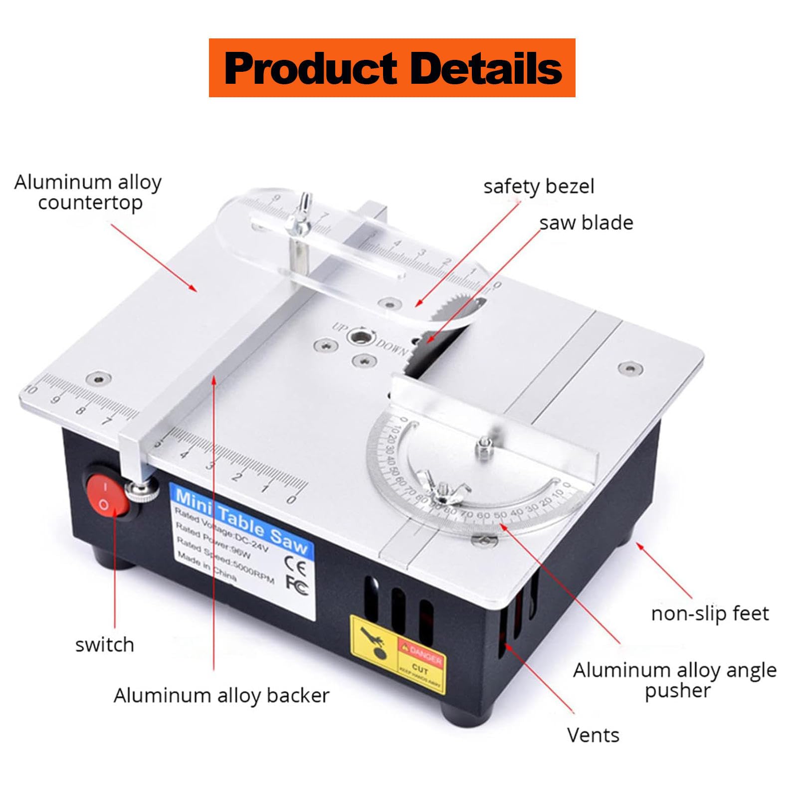 Mini Table Saw, Adjustable Speed And Height, 100 W Multifunctional Portable Precision DIY