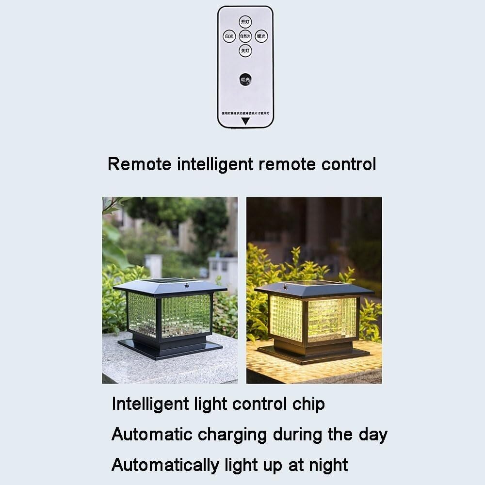Lampa na słupie szklanym zasilana energią słoneczną, dekoracja zewnętrznego ogrodzenia patio, dekoracja krajobrazu patio, lampa na słupie do ścieżek patio(Nero,50CM)