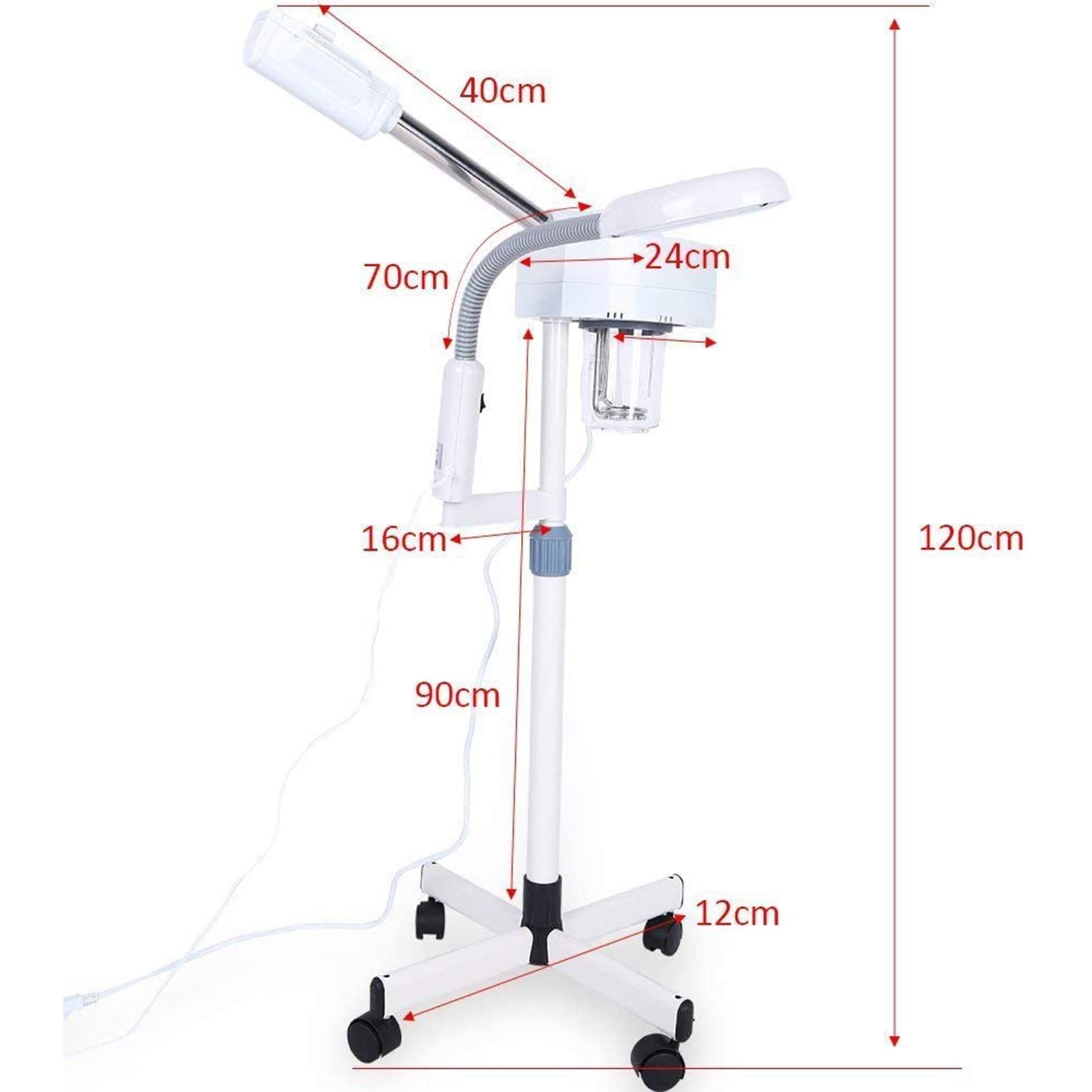 RSGK Vaporizzatore Facciale Professionale 2 in 1, Vapore Facciale Caldo E Freddo con Lampada a LED con Ingrandimento 5X, Umidificatore per Salone Spa Multifunzione Attrezzatura di Bellezza