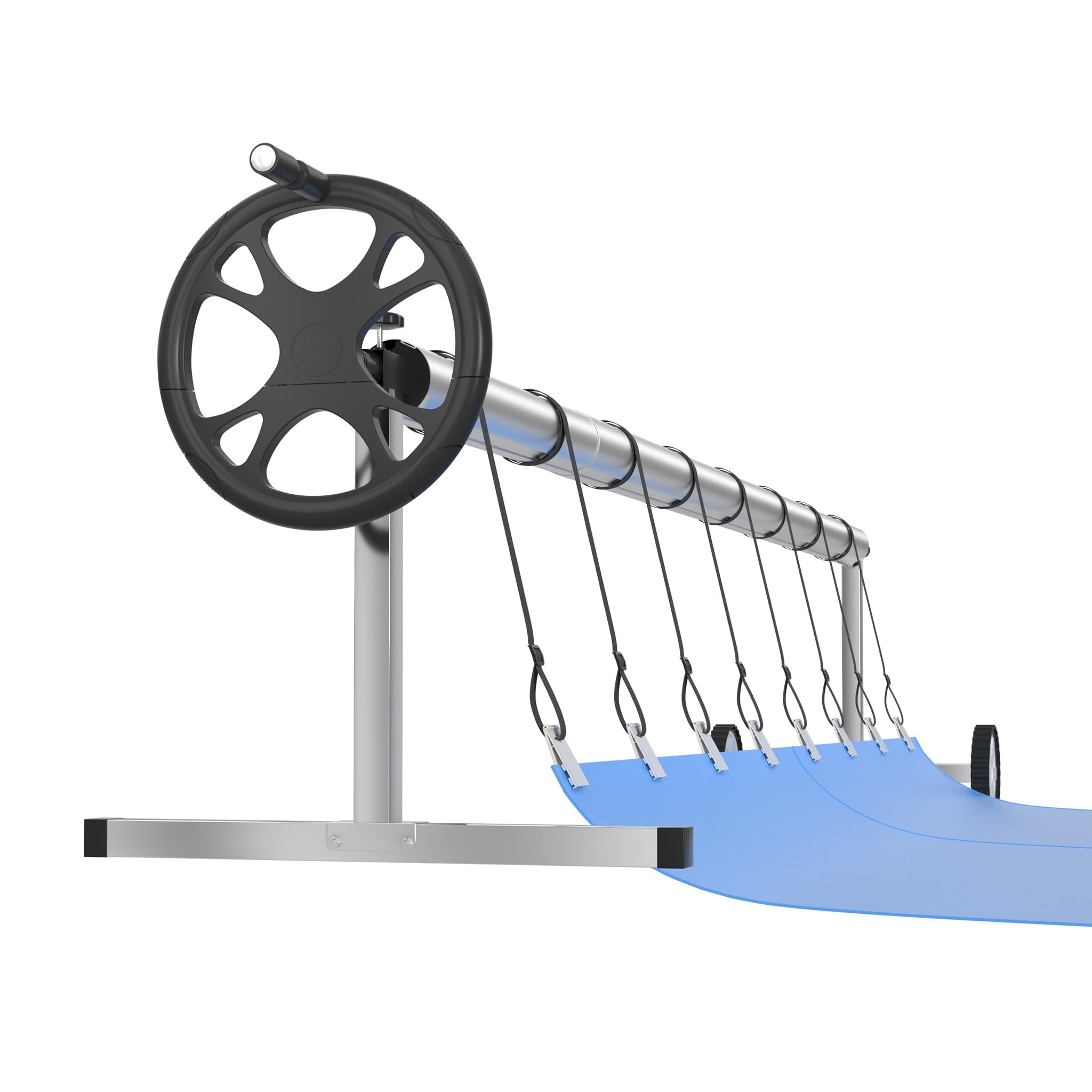 XMTECH Verstellbarer Poolaufroller mit Rädern Aluminium Teleskoprohr Aufrollsystem für Poolplane Solarfolie Abdeckung witterungsbeständig 3m bis 5,7m