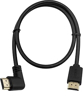 Poyiccot HDMI 2.0 Male to Male Cable 90 Degree, 2 Feet / 60cm Gold Plated High Speed HDMI Male to Male Right Angle Cable 60Hz, 4K * 2K (M/M Right)