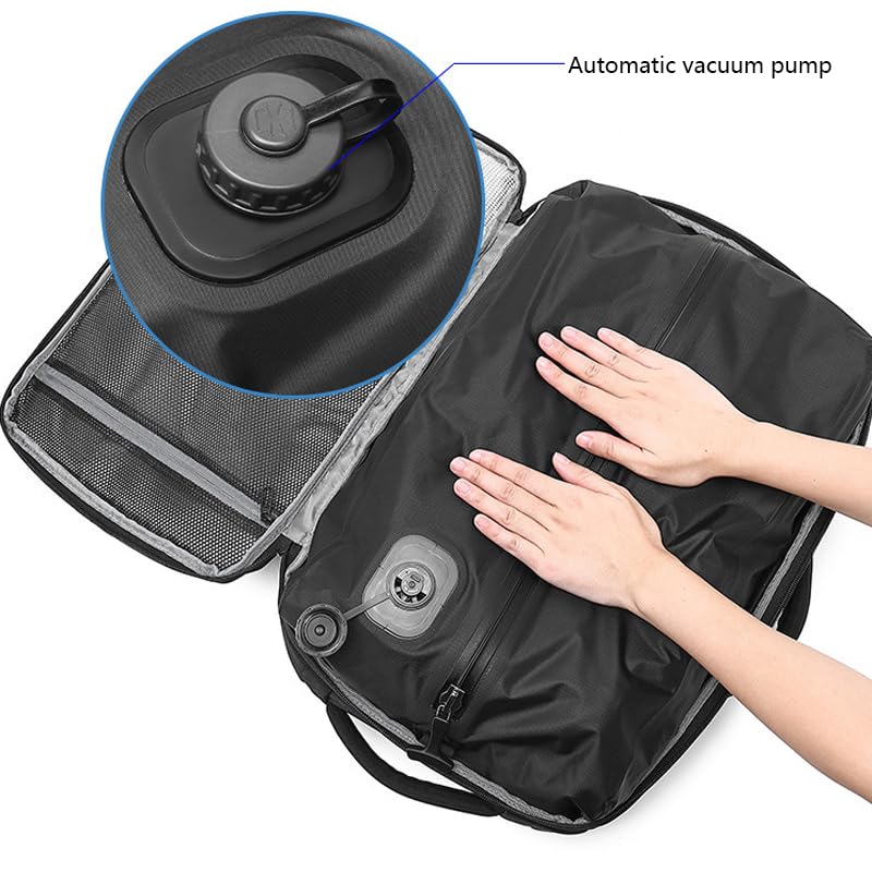 45L Travel Backpack with Built-in Vacuum Seal Backpacks Exapandable Waterproof Air Compression System TSA Lock Carry-On Suitcase Luggage Laptop Bag Black3