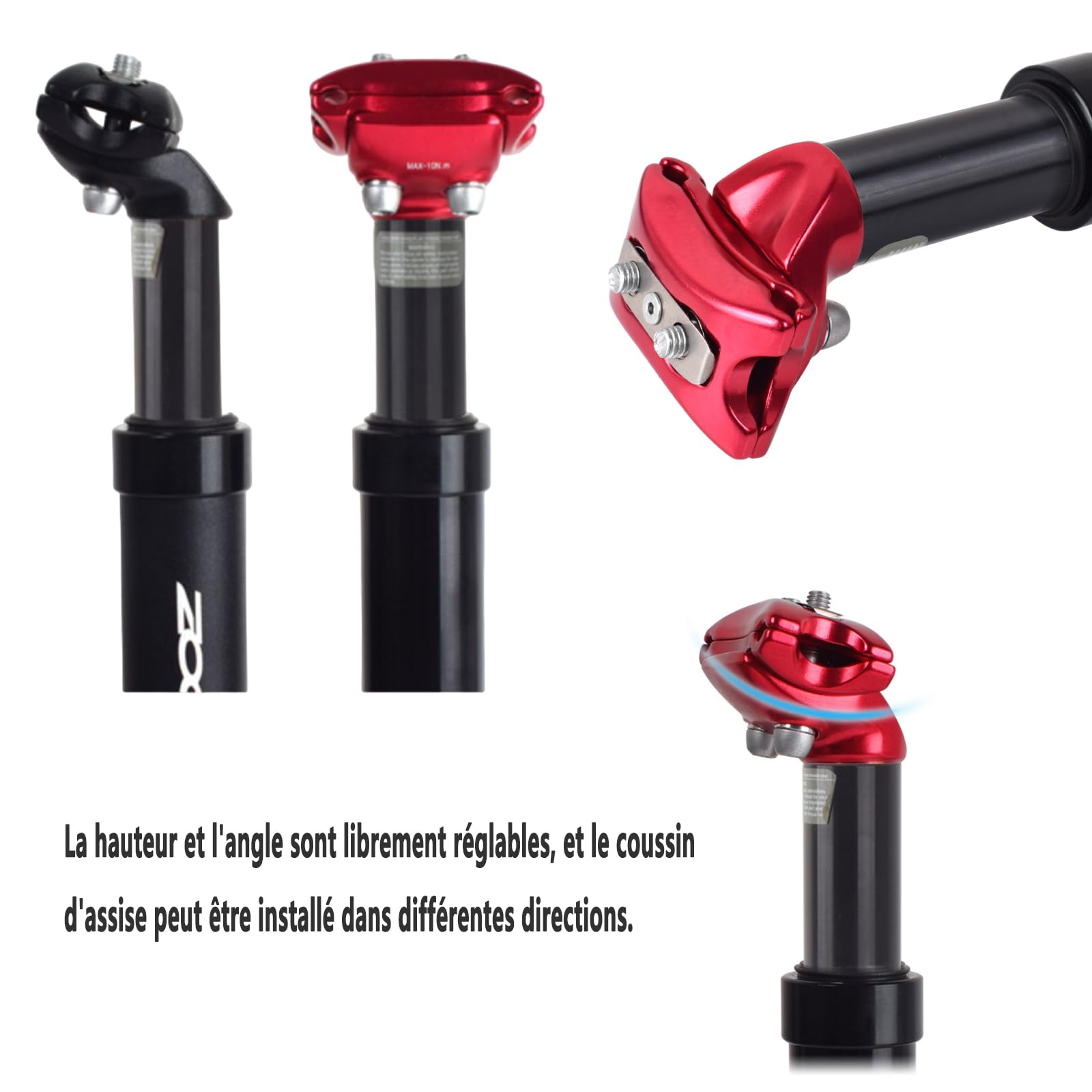 Tige de Selle à Suspension pour vélo, Tige de Selle à Ressort, Alliage d'aluminium, diamètre 27,2 mm/30,8 mm/30,9 mm/31,6 mm, Convient aux vélos électriques, VTT, vélos de Ville