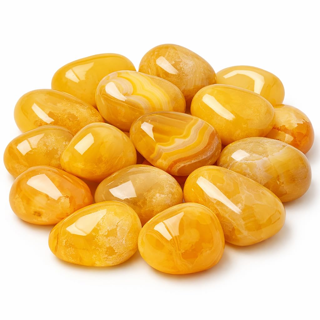 Yellow Agate Tumble/Pebbles Stone. for Reiki, Crystal, Vastu, Fang Shui Aura, Home Decor, Office Decor, Gifting, Good Luck, showpiece etc. (Yellow Onyx, 400 gm)-image-20