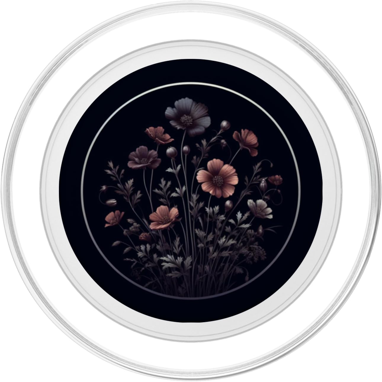Simple delicate floral wildflower love pattern design. PopSockets PopGrip for MagSafe, Clear - Image 2