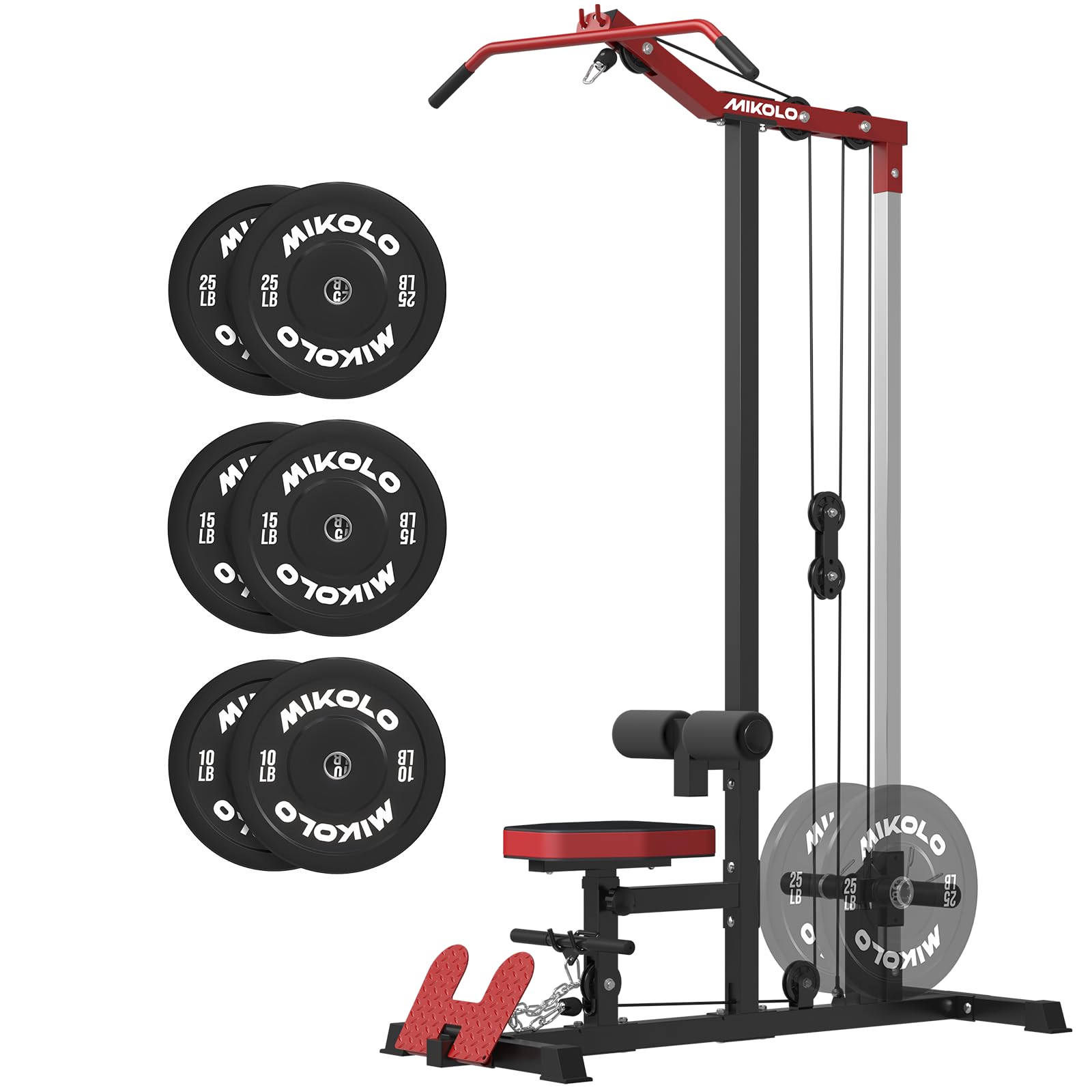 Mikolo LAT Pulldown Machine, LAT Row Cable Machine with Leg Hold Down Attachment, LAT Tower with Cable Row Attachment, Cable Machine Home Gym