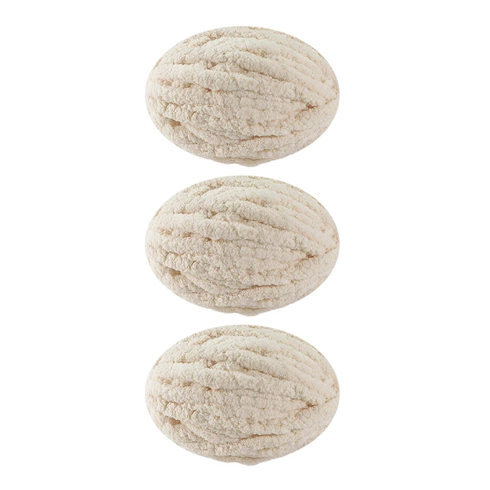 Hilo de chenilla de punto grueso Juego de 3 piezas hilo grueso chenilla for crochet, suave terciopelo, lana for tejer, for gorros, muñecas, guantes y mantas(05 Beige)