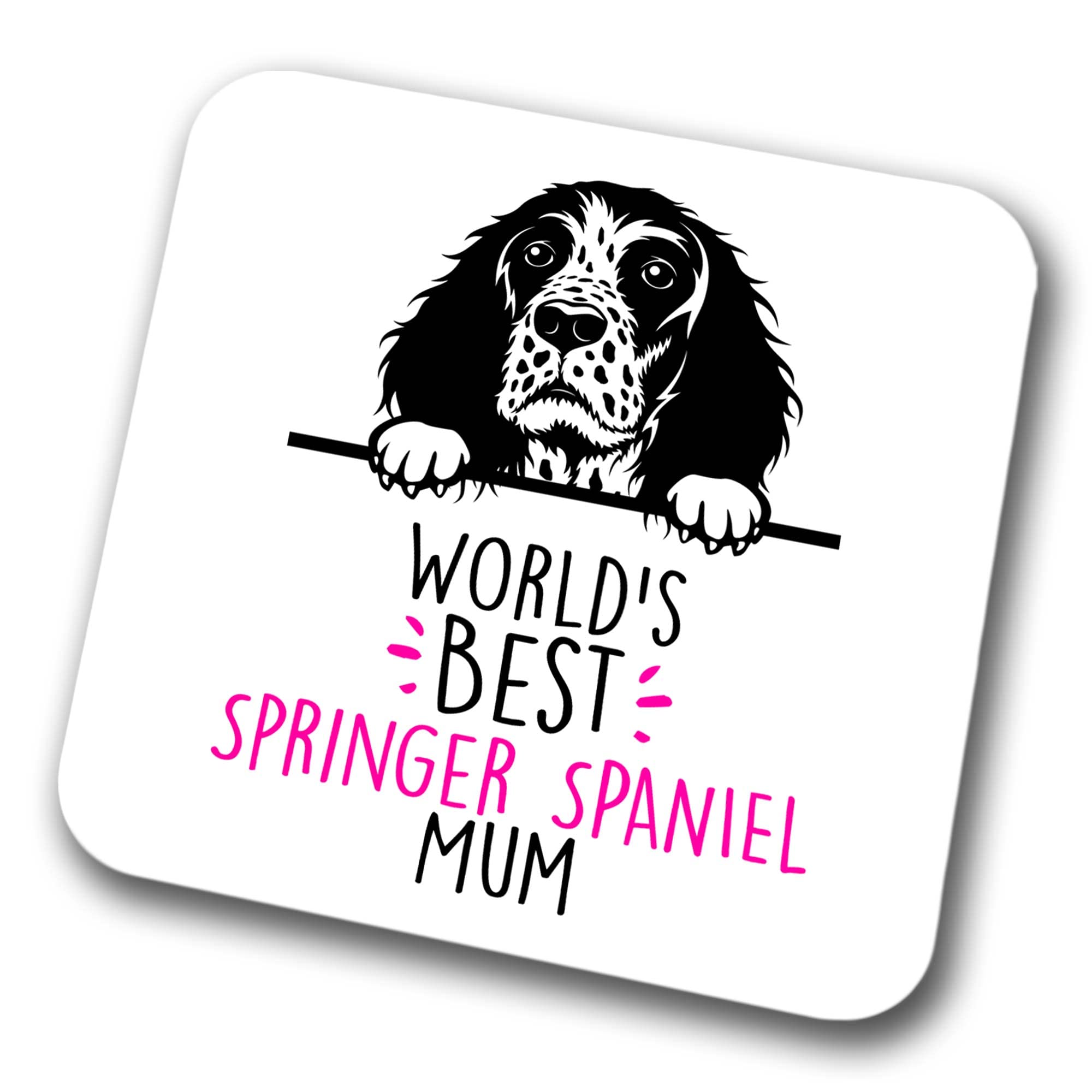 Springer Spaniel World's Best Mum Coaster Dog Mum Springer Spaniel Mum Friend Funny Gift for Birthday Christmas, Springer Spaniel Coaster